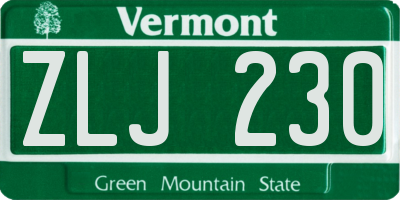 VT license plate ZLJ230