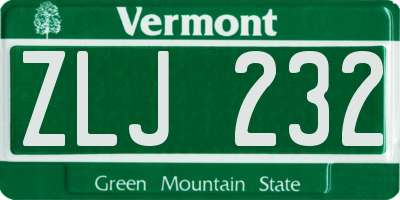 VT license plate ZLJ232