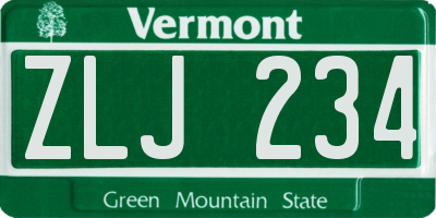 VT license plate ZLJ234