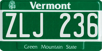 VT license plate ZLJ236