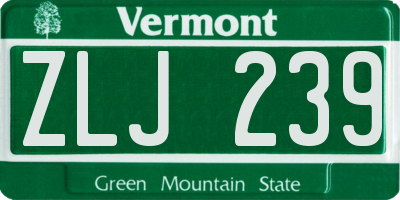 VT license plate ZLJ239