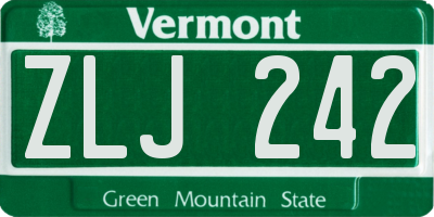 VT license plate ZLJ242