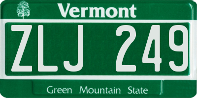 VT license plate ZLJ249