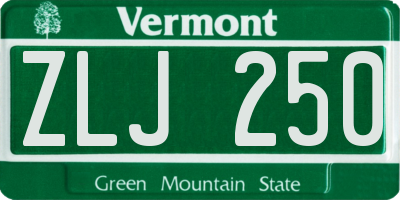 VT license plate ZLJ250