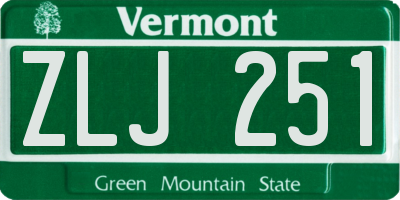 VT license plate ZLJ251