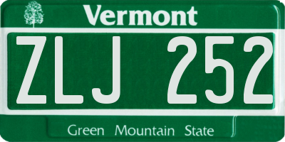 VT license plate ZLJ252