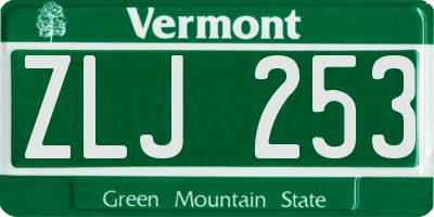 VT license plate ZLJ253