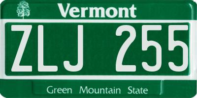 VT license plate ZLJ255