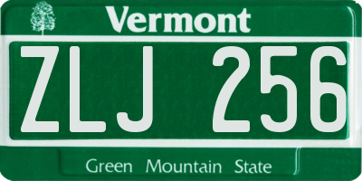 VT license plate ZLJ256