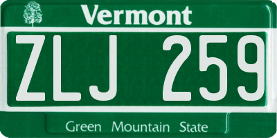 VT license plate ZLJ259