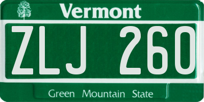 VT license plate ZLJ260
