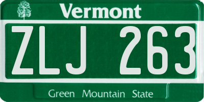 VT license plate ZLJ263