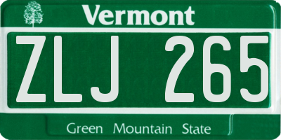 VT license plate ZLJ265