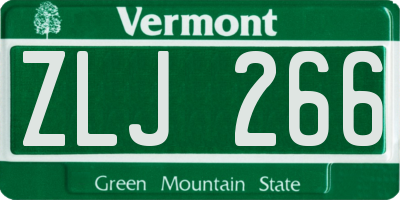 VT license plate ZLJ266