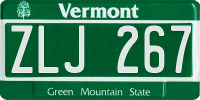 VT license plate ZLJ267