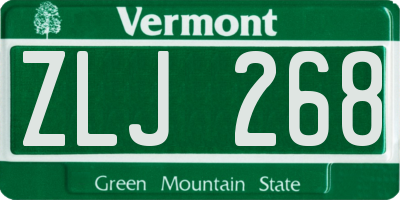 VT license plate ZLJ268