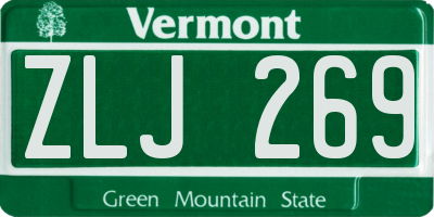 VT license plate ZLJ269