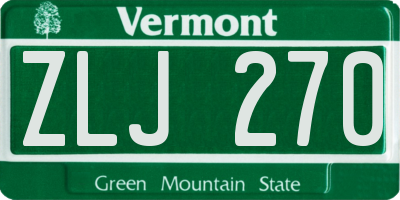 VT license plate ZLJ270