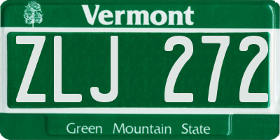 VT license plate ZLJ272