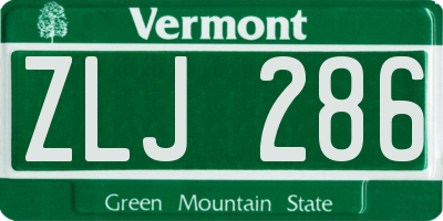 VT license plate ZLJ286