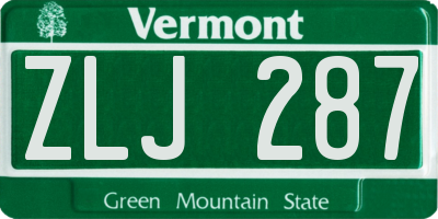 VT license plate ZLJ287
