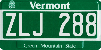 VT license plate ZLJ288