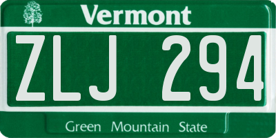 VT license plate ZLJ294