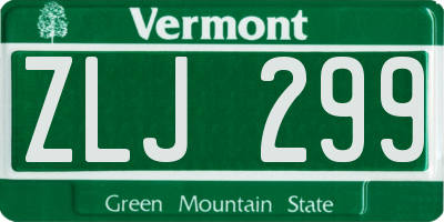 VT license plate ZLJ299