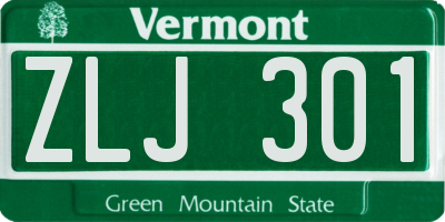 VT license plate ZLJ301