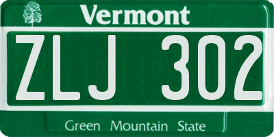 VT license plate ZLJ302