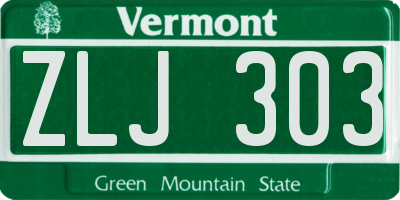 VT license plate ZLJ303