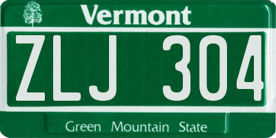 VT license plate ZLJ304
