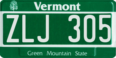 VT license plate ZLJ305