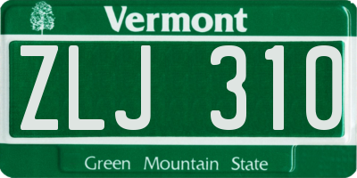 VT license plate ZLJ310