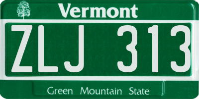 VT license plate ZLJ313