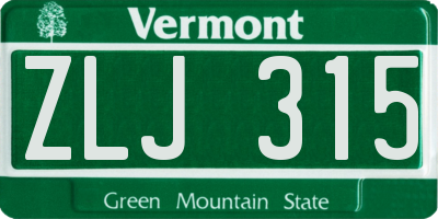 VT license plate ZLJ315