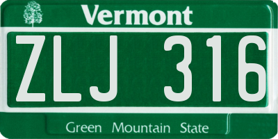 VT license plate ZLJ316
