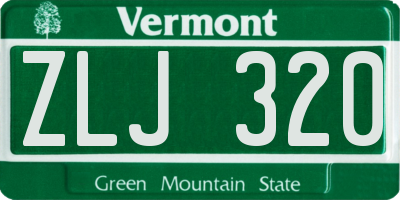 VT license plate ZLJ320