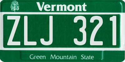 VT license plate ZLJ321