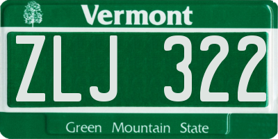 VT license plate ZLJ322