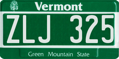 VT license plate ZLJ325