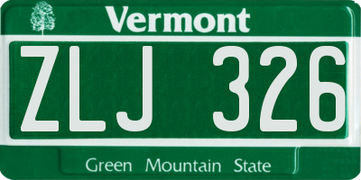 VT license plate ZLJ326