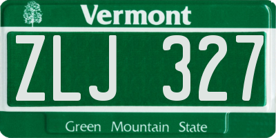 VT license plate ZLJ327