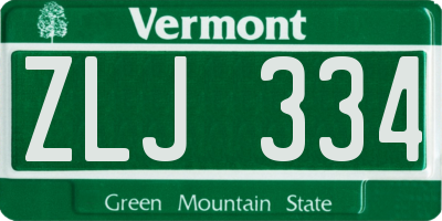 VT license plate ZLJ334