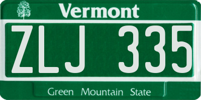 VT license plate ZLJ335