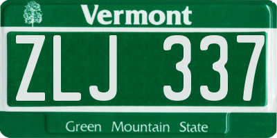VT license plate ZLJ337