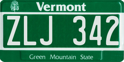 VT license plate ZLJ342