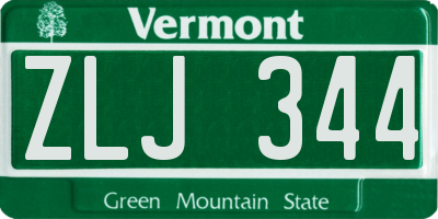 VT license plate ZLJ344