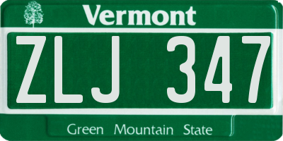 VT license plate ZLJ347