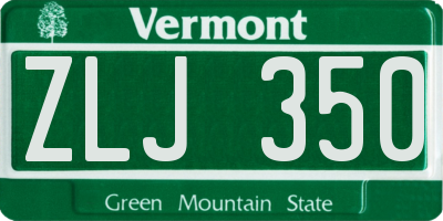 VT license plate ZLJ350